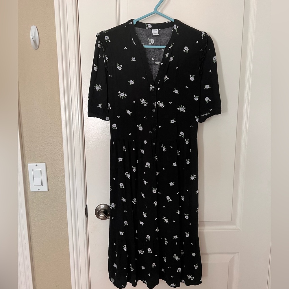 Black Floral Midi Dress